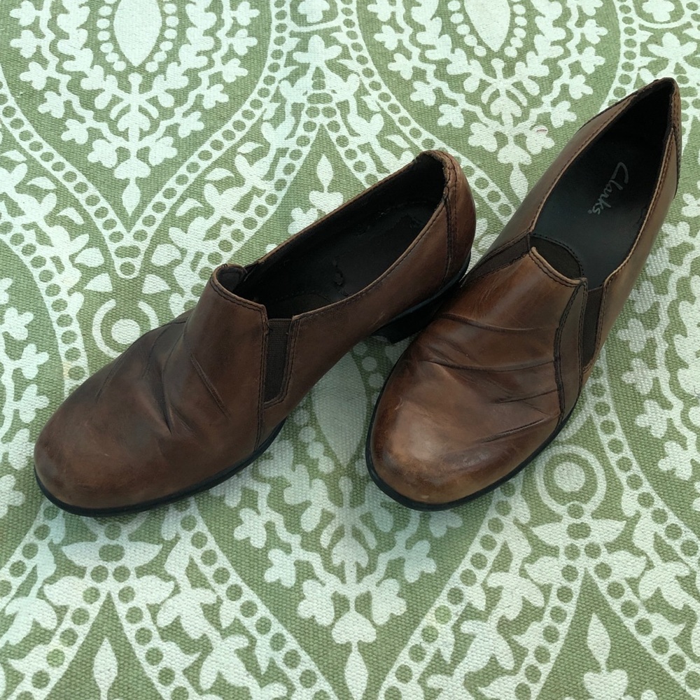 Clark’s Heeled Leather Loafers